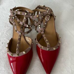 Valentino Garavani Red Patent Leather Studded Heels